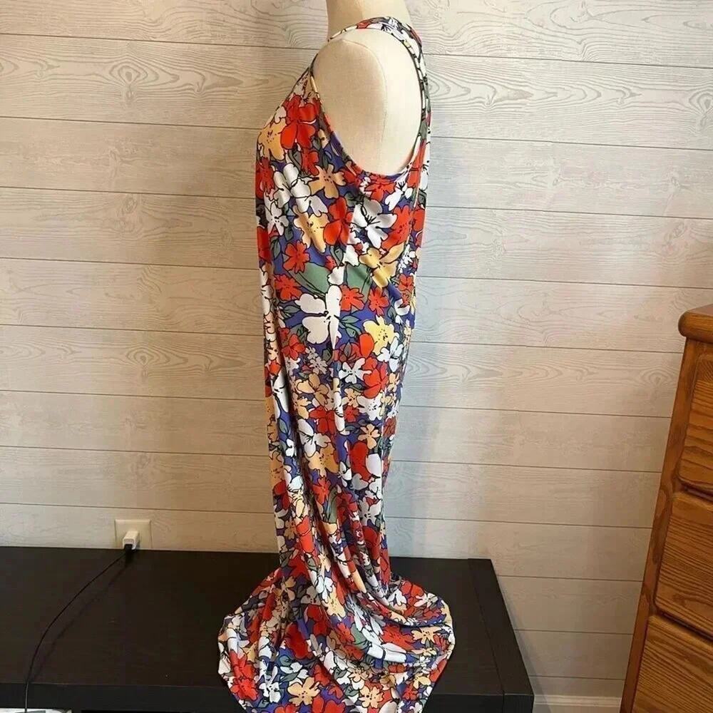 LulaRoe Dani Maxi Dress Large Floral Tank Sleeveless Long Red Purple XL Gorpcore - Picture 4 of 6
